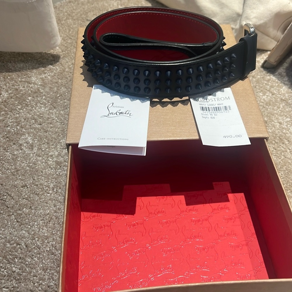 Christian Louboutin men’s belt size 90 EU Never worn. Tag from Nordstrom in box.